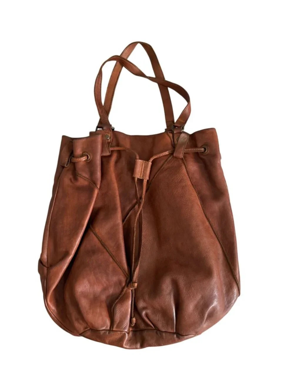 CLEVER CARRIAGE COMPANY Tan Burnished Leather Tote Satchel Bag